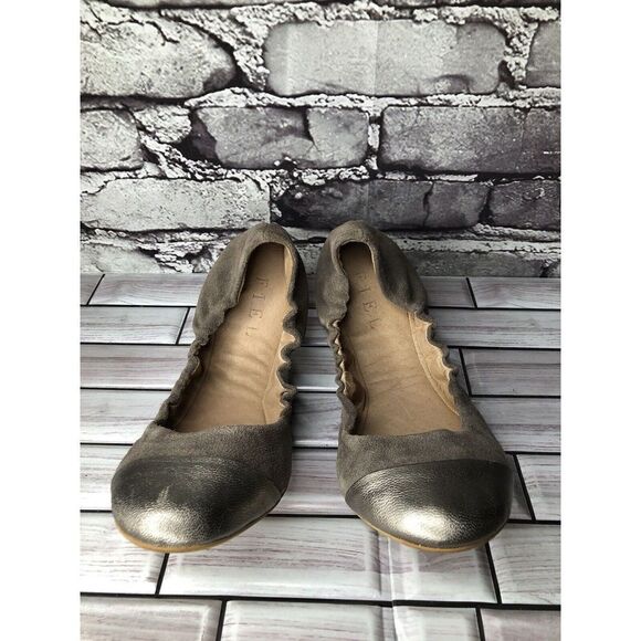Fiel Gray Suede Leather Cap Toe Ballerina Ballet Flats Shoes Women Sz 8US/38.5EU - Picture 4 of 16